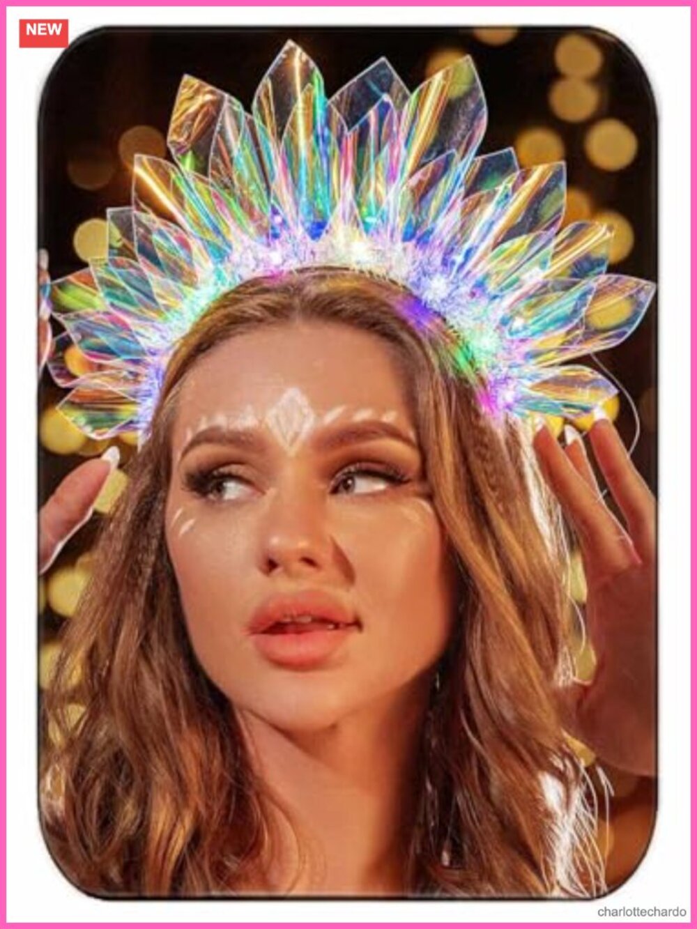 LED Light Up Crown Headband 3 Flashing Modes Rave Party Hair Accessory